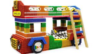 DIY - Build Amazing School Bus Bunk Beds With Magnetic Balls (Satisfying) - Magnet Balls