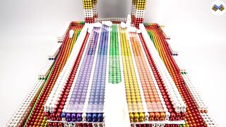 DIY - How To Build Rainbow Bowling Table Game From Magnetic Balls (Satisfying) - Magnet Balls
