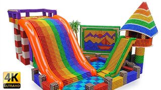 DIY - Build A Rainbow Inflatable Water Slide Pool With Magnetic Balls (Satisfaction) - Magnet Balls