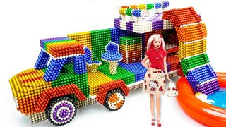 DIY - How To Build Rainbow Barbie Camping Truck From Magnetic Balls (Satisfaction) - Magnet Balls