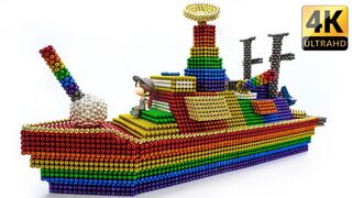 DIY - How To Make Rainbow Battle Ship With Magnetic Balls - ASMR 4K - Magnet Balls