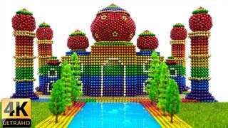 DIY - How To Make Rainbow Taj Mahal With Magnetic Balls And Slime - ASMR 4K - Magnet Balls