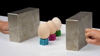 Double Monster Magnets VS 3 Eggs in Slow Motion [ Satisfaction 130% ]