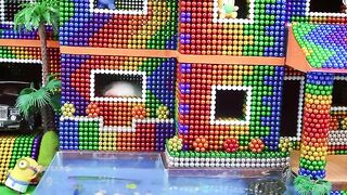 Satisfying Magnets Video | Build Mega Mansion Has Double Swimming Pool For Fish, Turtle, Hamster