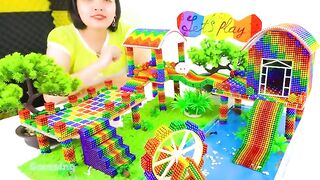 Building Amazing Playground House With Water Wheel Fish Tank For Hamster From Magnetic Balls (ASMR)