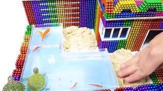 DIY - Build Amazing Villa Has Clock Tower and Pool for Goldfish and Turtle from Magnetic Balls