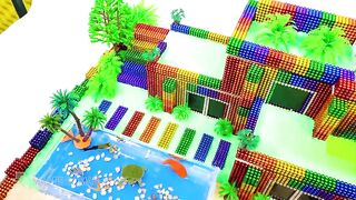 Building Mega Villa House with Swimming Pools and Aquarium for Turtles and Fish from Magnetic Balls