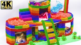DIY - How To Build Amazing Cat House for Two Beautiful Kittens from Magnetic Balls (Satisfying)