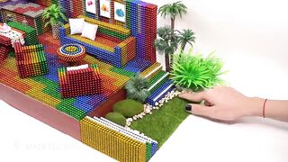 Building The Most Modern Living Room, Kitchen and Swimming Pool with Magnetic Balls | MM 4K ASMR