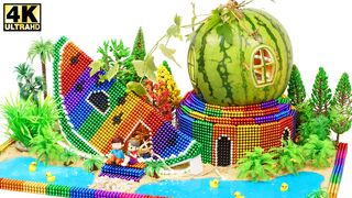 Build Most Beautiful Watermelon House With Magnetic Balls (Magnets Satisfying) | MM 4K ASMR