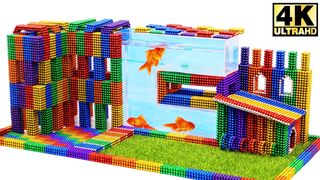 DIY - How To Build Goldfish Aquarium Modern Mansion from Magnetic Balls (ASMR) | Magnetic Man 4K