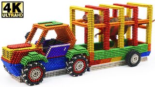 DIY - How To Make Dinosaur Transporter Truck from Magnetic Balls Satisfaction 100% | Magnetic Man 4K