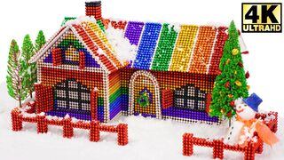Building Beautiful Christmas House from Magnetic Balls, Instant Snow (ASMR) | Magnetic Man 4K