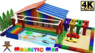 DIY Building Amazing Villa House Has Aquarium with Magnetic Balls (Magnet ASMR) | Magnetic Man 4K
