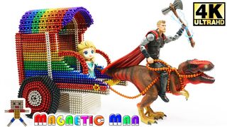 DIY - How To Make Dinosaur Wagon from Magnetic Balls Satisfaction 100% (ASMR) | Magnetic Man 4K