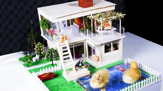 Build Villa House And Swimming Pool With Popsicle Stick For DUCK | (Satisfying 101%)