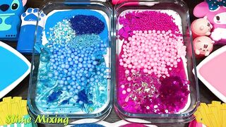 BLUE vs PINK! Mixing Random Things into GLOSSY Slime ! Satisfying Slime Videos #530