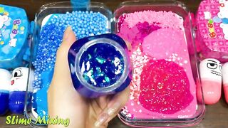 BLUE vs PINK! Mixing Random Things into GLOSSY Slime ! Satisfying Slime Videos #524