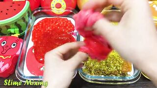 RED vs GOLD! Mixing Random Things into GLOSSY Slime ! Satisfying Slime Videos #489