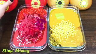 RED vs GOLD! Mixing Random Things into GLOSSY Slime ! Satisfying Slime Videos #489