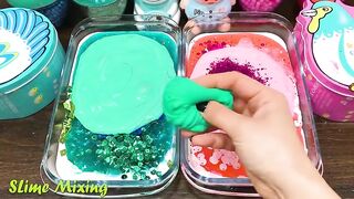 MINT vs PINK! Mixing Random Things into GLOSSY Slime ! Satisfying Slime Videos #485