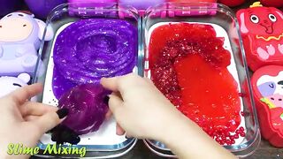 PURPLE vs RED! Mixing Random Things into GLOSSY Slime ! Satisfying Slime Videos #478