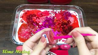 RED Slime Mixing Random Things into GLOSSY Slime ! Satisfying Slime Videos #469