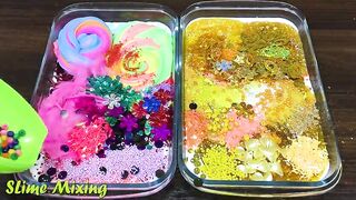 GOLD vs RAINBOW! Mixing Random Things into GLOSSY Slime ! Satisfying Slime Videos #464