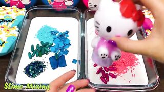 BLUE vs PINK! Mixing Random Things into GLOSSY Slime ! Satisfying Slime Videos #462