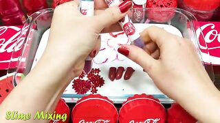 RED COCA COLA Slime! Mixing Random Things into GLOSSY Slime ! Satisfying Slime Videos #455