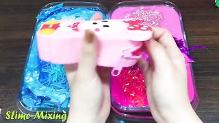 BLUE vs PINK! Mixing Random Things into GLOSSY Slime ! Satisfying Slime Videos #450