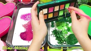 GREEN vs PINK! Mixing Random Things into GLOSSY Slime ! Satisfying Slime Videos #448