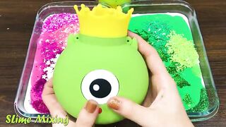 GREEN vs PINK! Mixing Random Things into GLOSSY Slime ! Satisfying Slime Videos #448