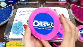 OREO BLUE vs PINK! Mixing Random Things into GLOSSY Slime ! Satisfying Slime Videos #441