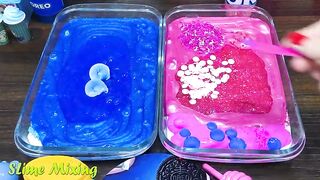 OREO BLUE vs PINK! Mixing Random Things into GLOSSY Slime ! Satisfying Slime Videos #441