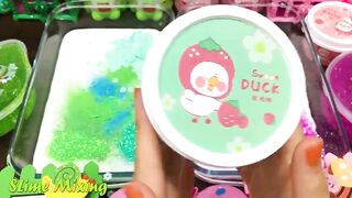 GREEN vs PINK! Mixing Random Things into GLOSSY Slime ! Satisfying Slime Videos #419