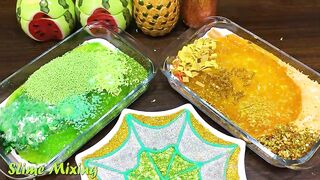 GREEN vs GOLD ! Mixing Random Things into GLOSSY Slime ! Satisfying Slime Videos #348