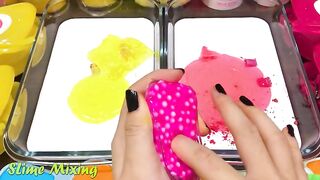 YELLOW vs PINK ! Mixing Random Things into GLOSSY Slime ! Satisfying Slime Videos #344