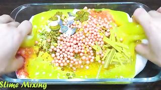 YELLOW vs PINK ! Mixing Random Things into GLOSSY Slime ! Satisfying Slime Videos #344