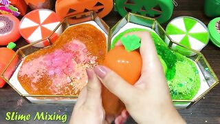 Orange vs Green ! Mixing Random Things into GLOSSY Slime ! Satisfying Slime Videos #323