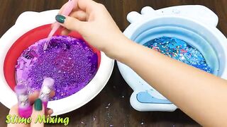 PURPLE HELLO KITTY vs BLUE PEPPA PIG ! Mixing Random Things into CLEAR Slime! Satisfying Slime Video