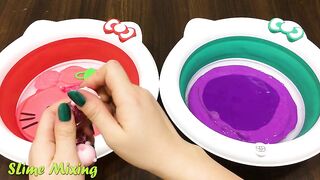 PURPLE vs PINK HELLO KITTY ! Mixing Random Things into CLEAR Slime! Satisfying Slime Videos #263