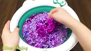 PURPLE vs PINK HELLO KITTY ! Mixing Random Things into CLEAR Slime! Satisfying Slime Videos #263