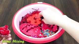 RED WATERMELON Slime ! Mixing Random Things into CLEAR Slime ! Satisfying Slime Videos #262