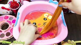 HELLO KITTY RED vs GOLD ! Mixing CLEAR Slime with Many Things ! Satisfying Slime, ASMR Slime #258