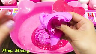 PINK HELLO KITTY !! Mixing CLEAR Slime with Many Things !! Satisfying Slime, ASMR Slime #256