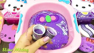 HELLO KITTY PINK vs PURPLE ! Mixing CLEAR Slime with Many Things ! Satisfying Slime, ASMR Slime #255