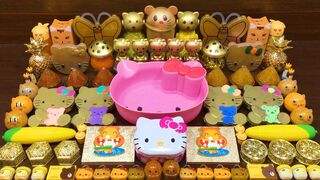 GOLD HELLO KITTY !! Mixing CLEAR Slime with Many Things !! Satisfying Slime, ASMR Slime #254