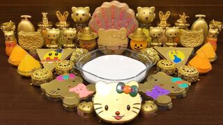 GOLD HELLO KITTY Slime ! Mixing Random Things into FLUFFY Slime ! Satisfying Slime Videos #241