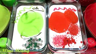 GREEN vs RED ! Mixing Random Things into GLOSSY Slime ! Satisfying Slime Videos #239